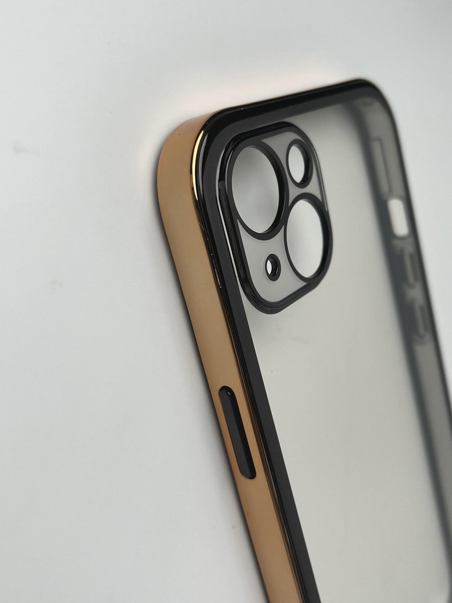 Gold New Shine Transparent with Black Border Case for iPhone