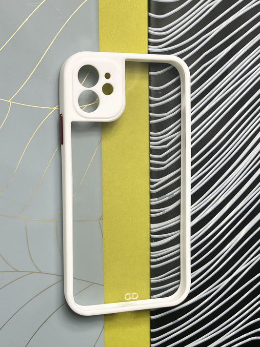 White Soft Colorful Transparent Case with Metal Buttons for iPhone