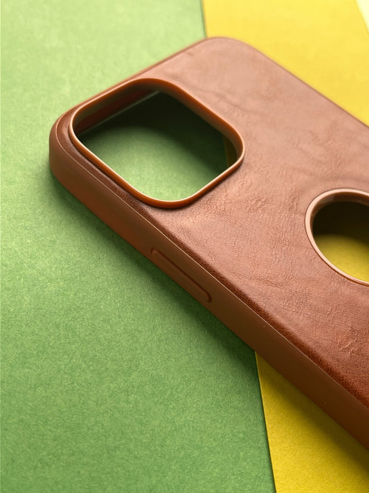 Puloka Logocut Brown Leather Case for iPhones with inside Microfiber Cloth for iPhone