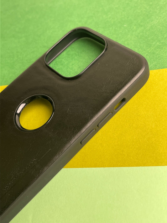 Puloka Logocut Black Leather Case for iPhones with inside Microfiber Cloth for iPhone