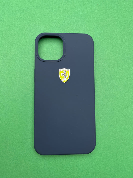 Ferrari Dark Blue Silicone Velvet Touch Case For iPhone