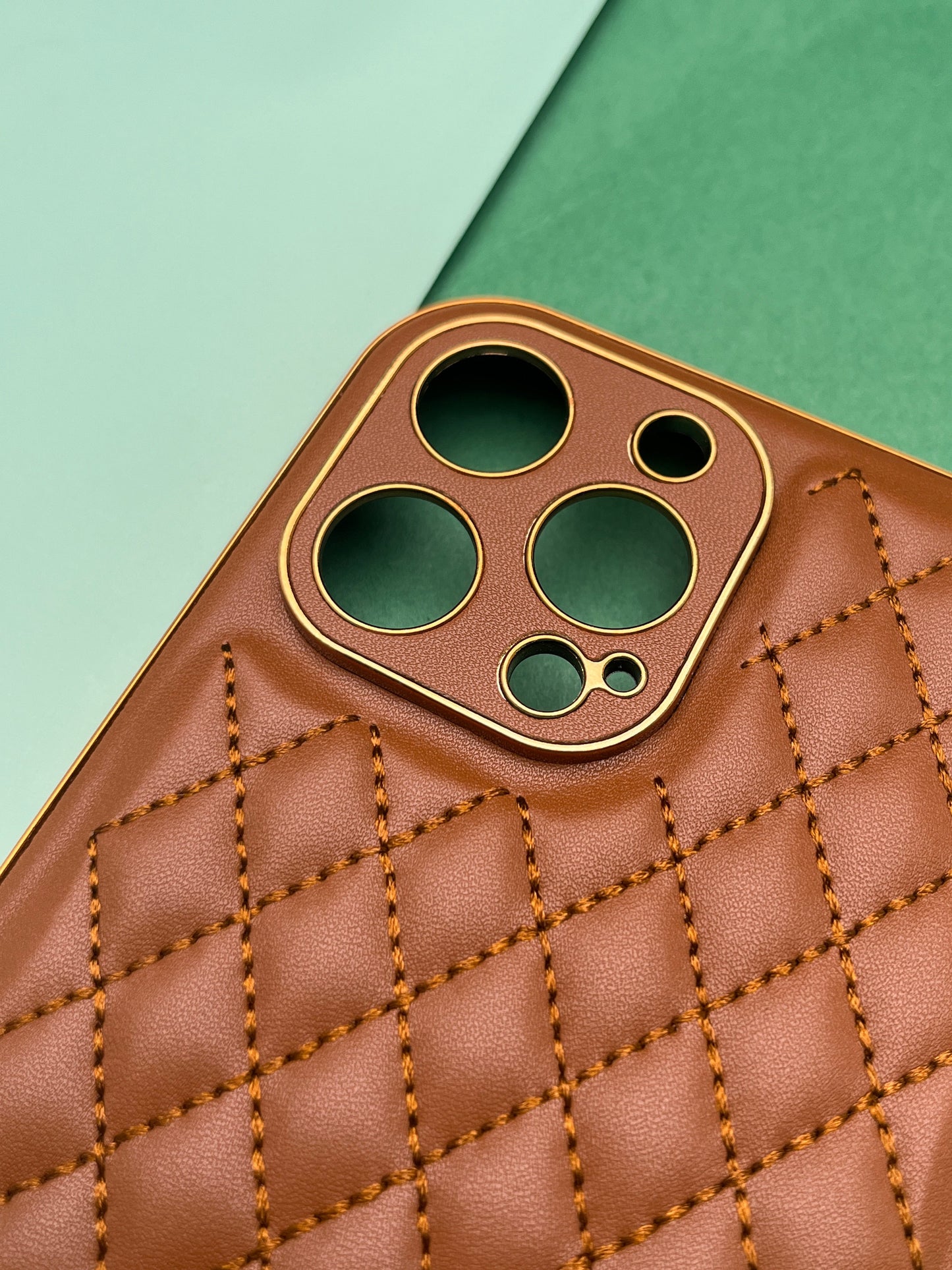 Designer Leather Quilted With soft silicone Case for iPhone 13 ProMax | dlq