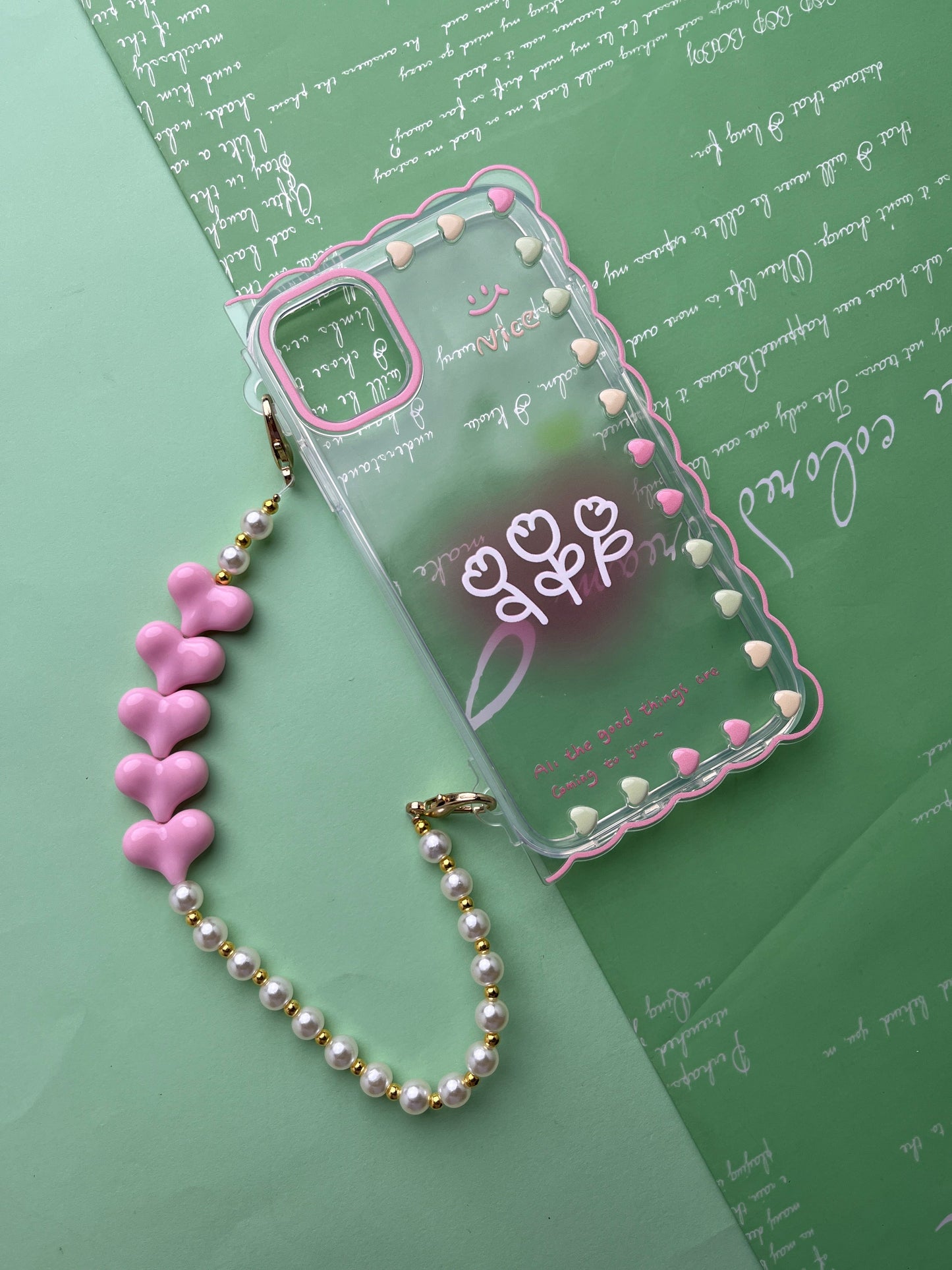 Square Pink Rose Bracelet Transparent With Camera Bumper Case For iPhone