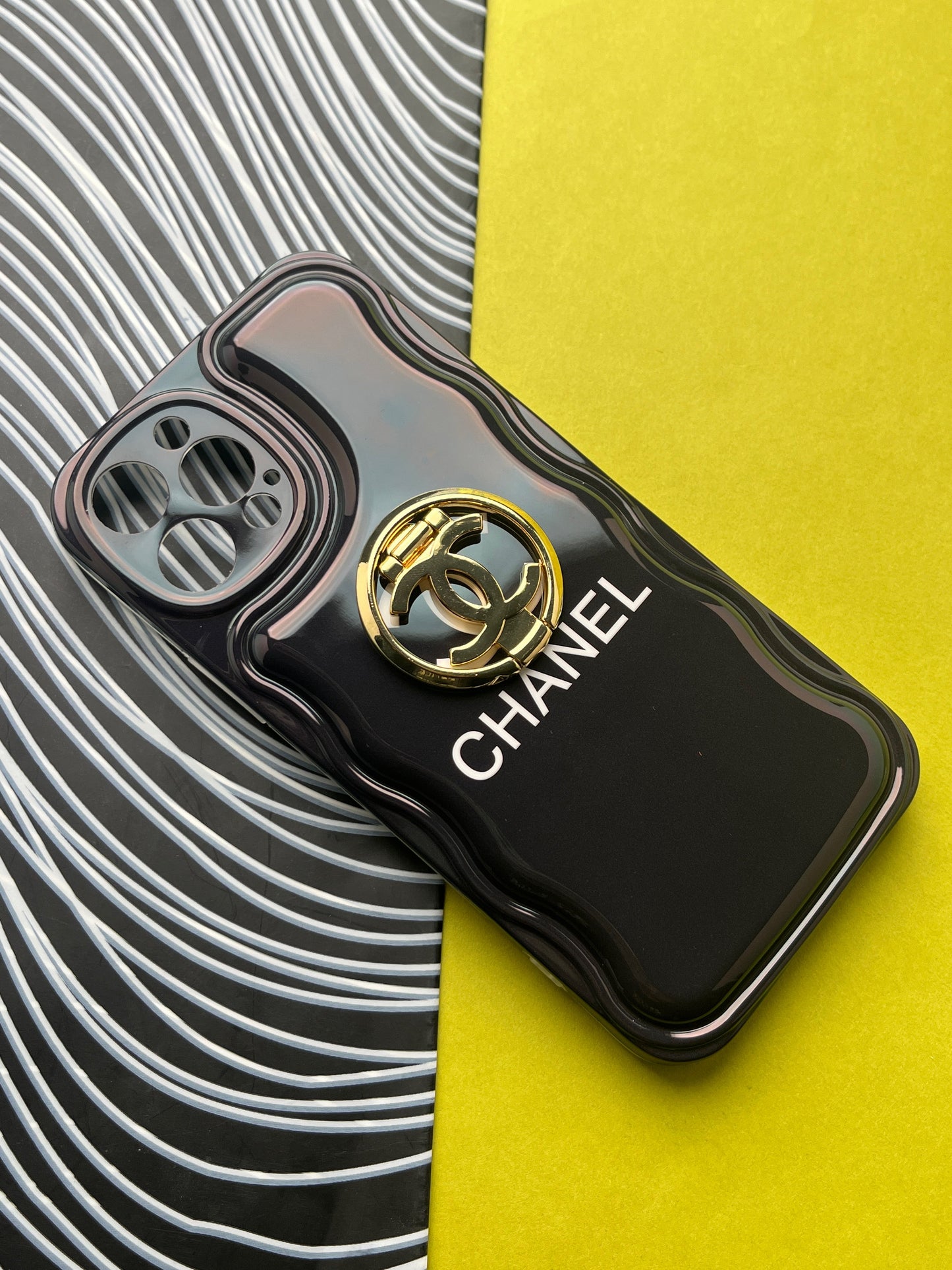 CHANEL Black Luxury Brand Camera Protection With Hook Case For iPhone