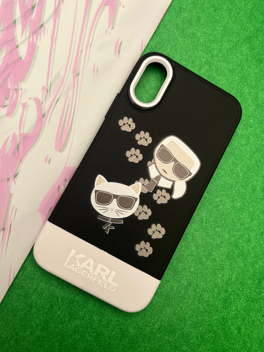 Karl Lagerfeld Cat Print Matte Soft Silicone Case For iPhone