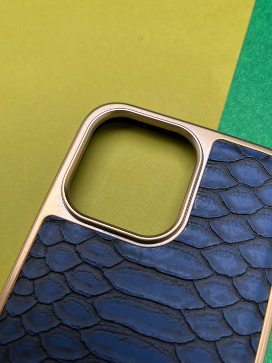 HDD Blue Crocodile Genuine Leather Case For iPhone