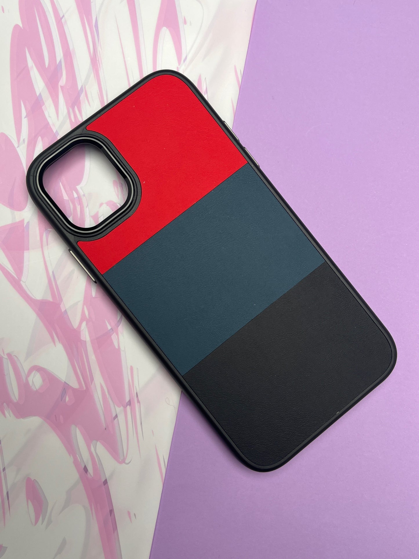 Fantastic Red Tri Color Leather Case For iPhone