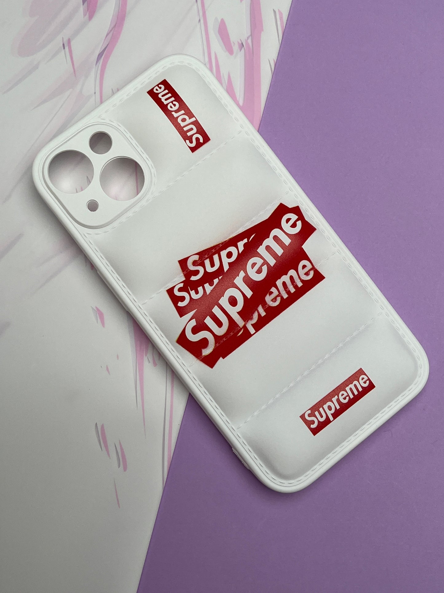White Supreme Classy Puff Printed Case For iPhone