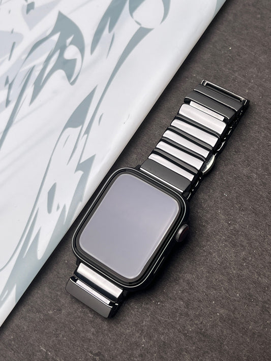 Premium Black Ceramic Strap with Stainless Steel Butterfly Buckle for Apple Watch