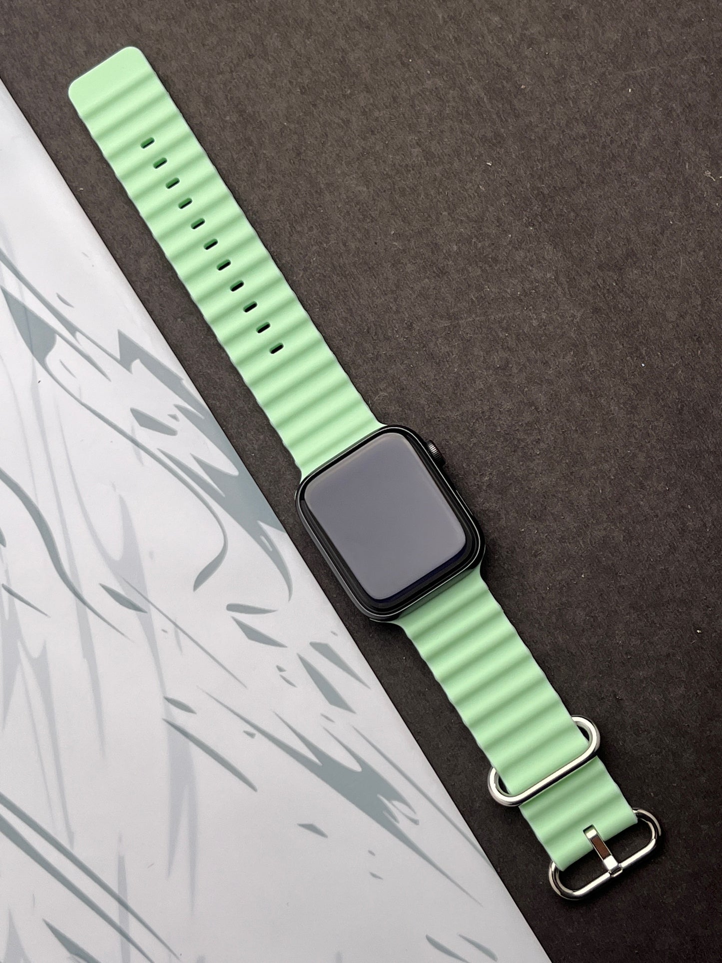 Green Silicone Ocean Band For Apple Watch 42mm, 44mm, 45mm & 49mm