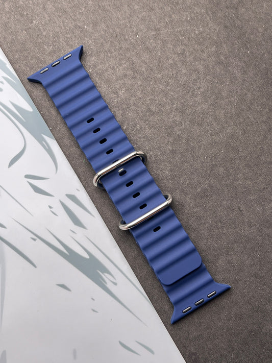 Dark Blue Silicone Ocean Band For Apple Watch 42mm, 44mm, 45mm & 49mm