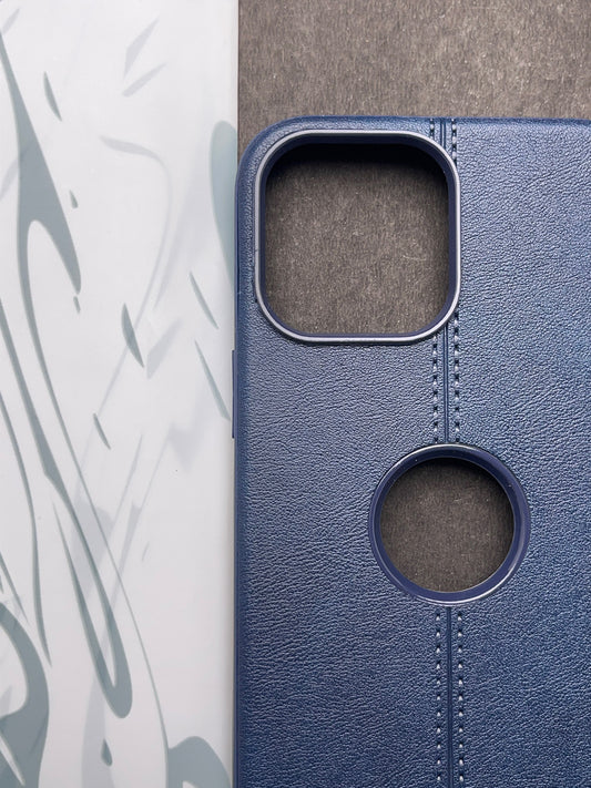iEPCii Blue Leather With Logocut Case For iPhone