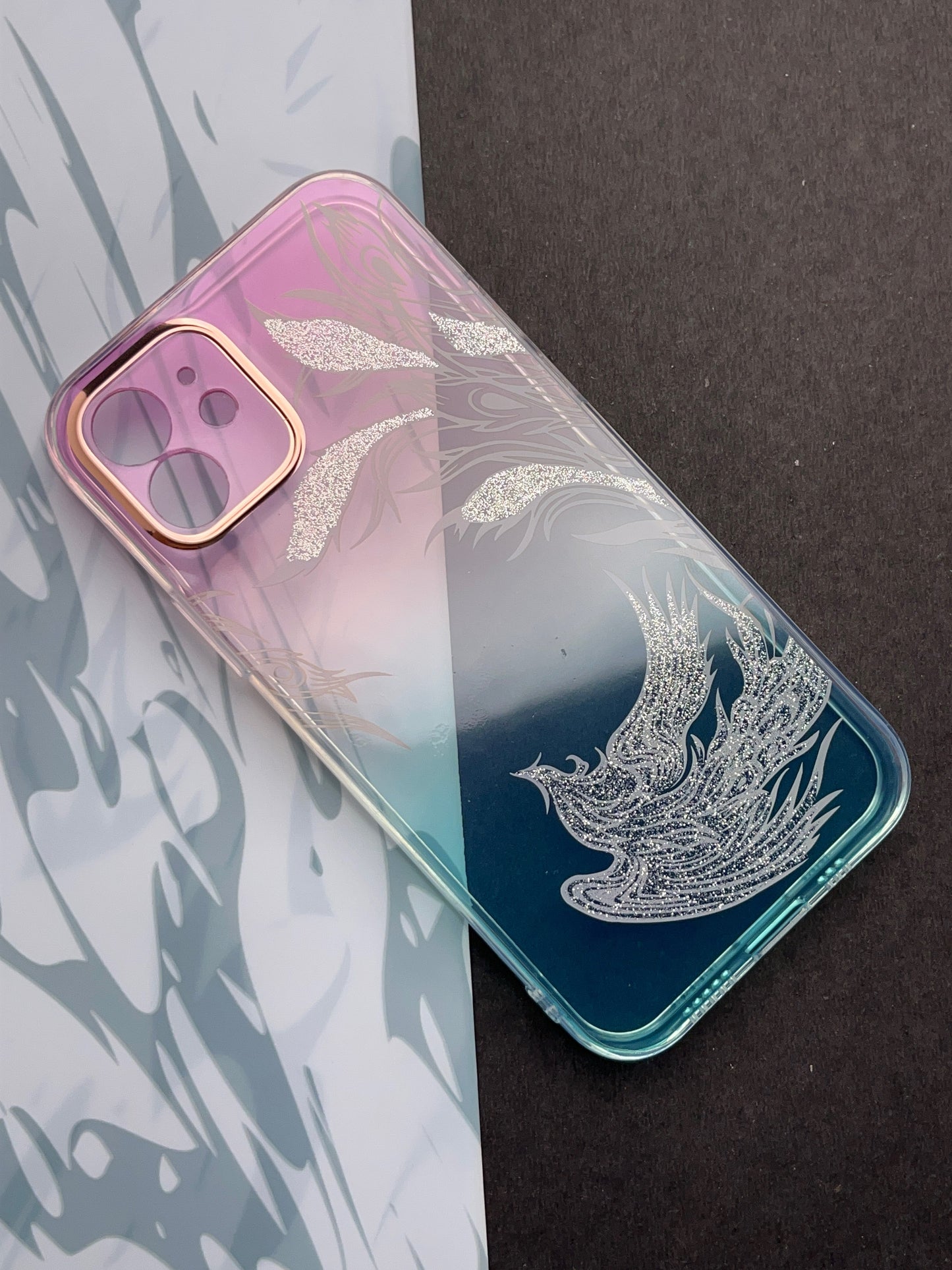 White Branch Gradient With Camera Protection Case For iPhone