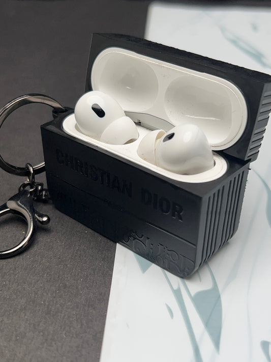 Christian Dior Black Square Silicon Case For Apple AirPods