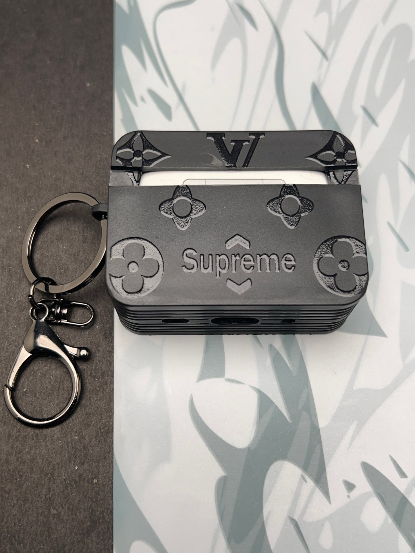Supreme Black Square Silicon Case For Apple AirPods