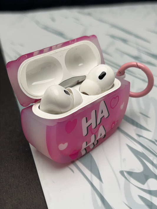 Ha Ha Ha Pink Heart Silicon Case For Apple AirPods