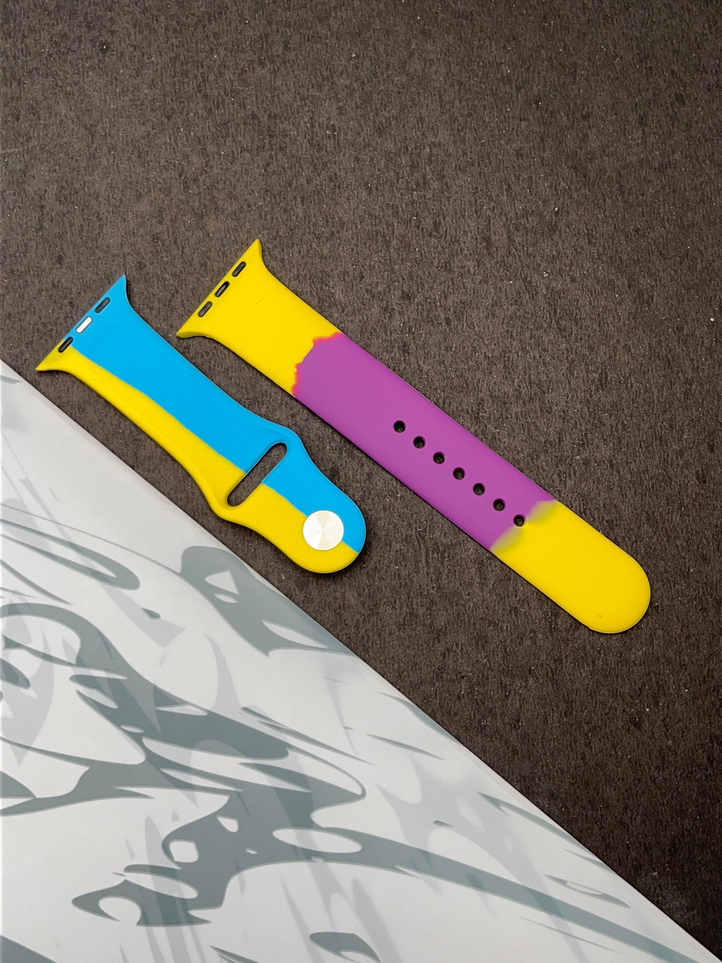 Purple Yellow Soft Silicone Unity Sport Band For Apple Watch