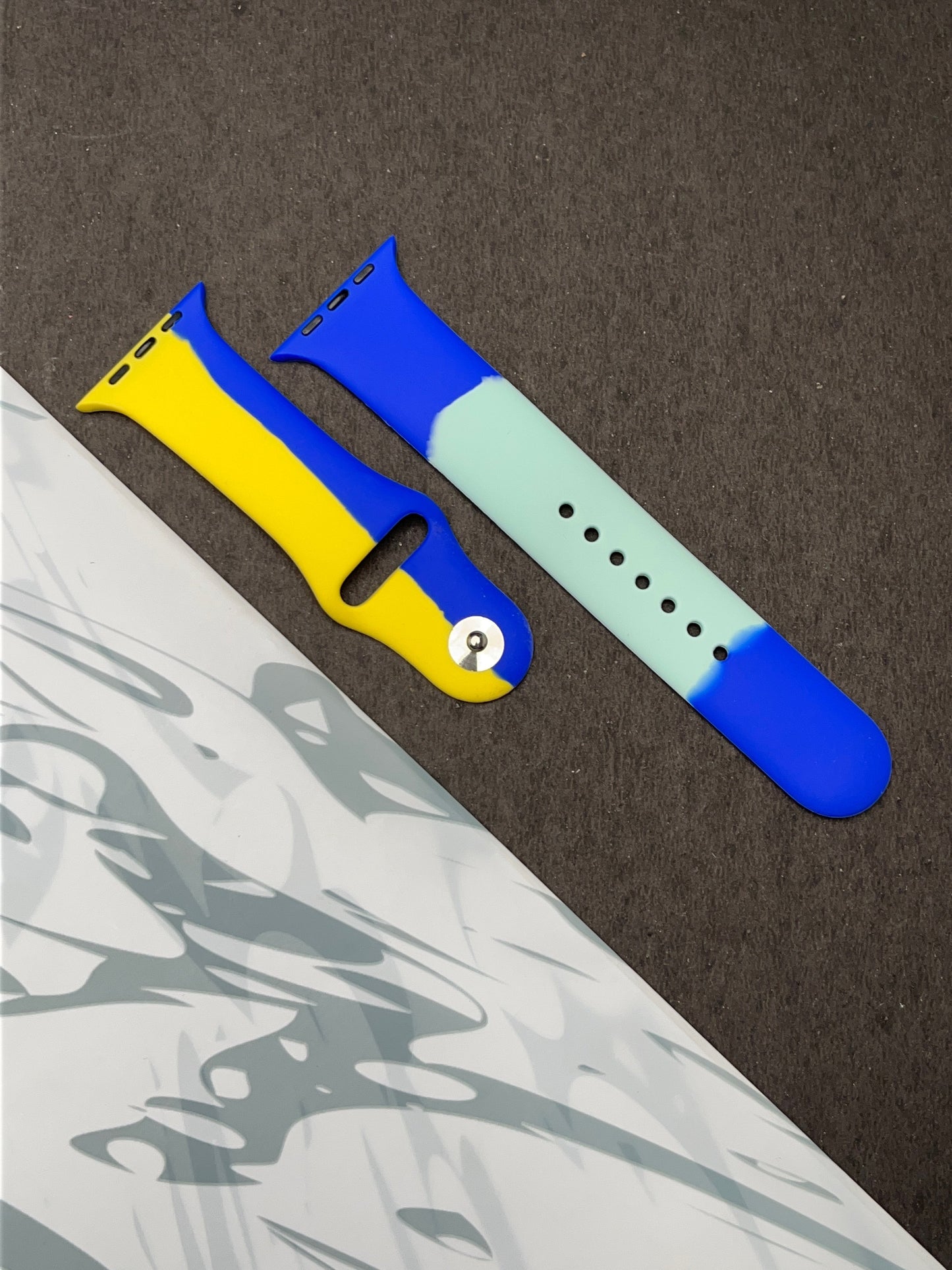 Yellow Blue Soft Silicone Unity Sport Band For Apple Watch