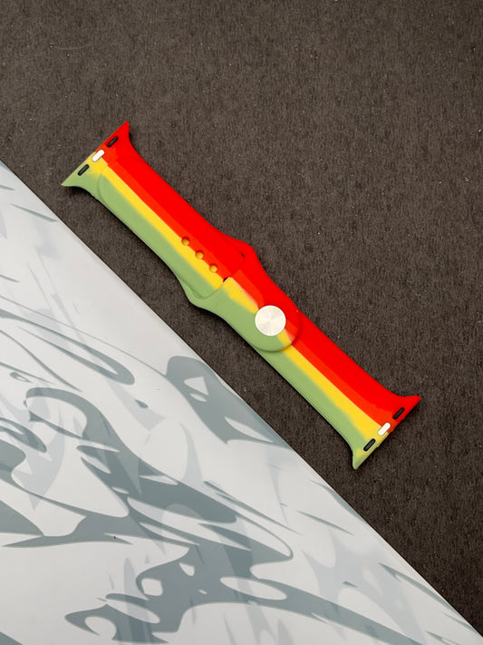 Red Green Linear Soft Silicone Unity Sport Band For Apple Watch