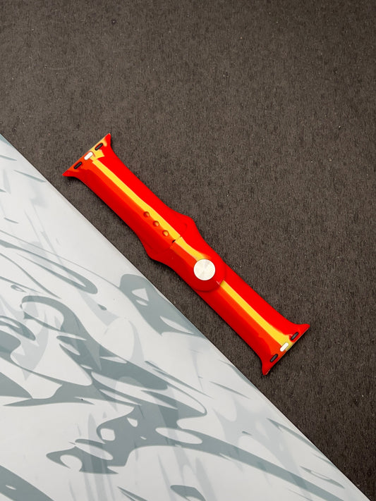 Red Linear Soft Silicone Unity Sport Band For Apple Watch