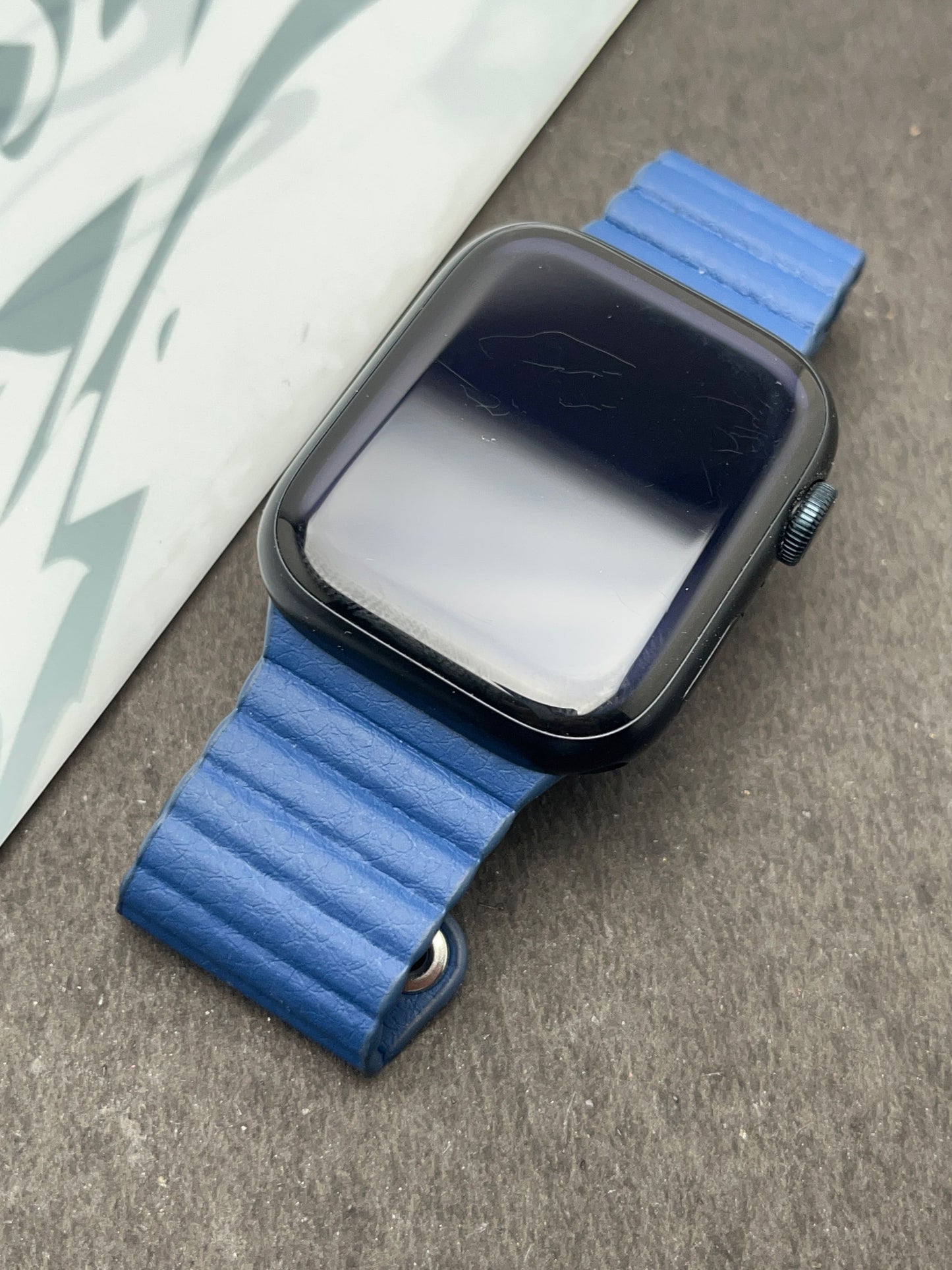 Blue Magnetic Leather Strap For Apple Watch