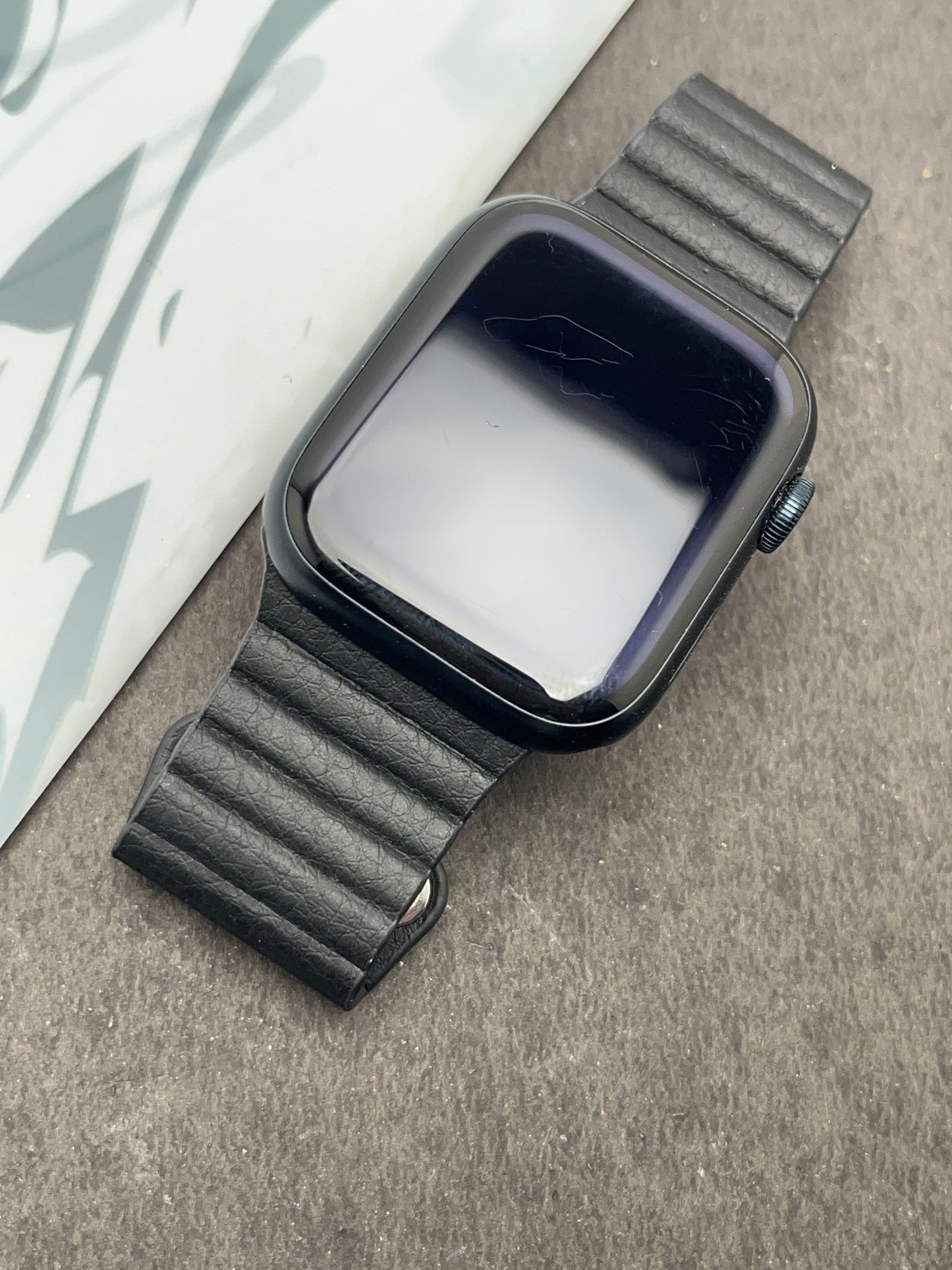 Black Magnetic Leather Strap For Apple Watch