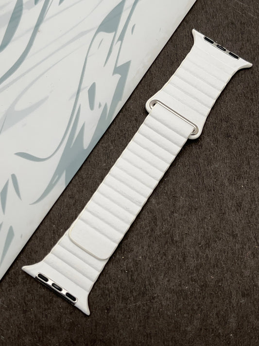 White Magnetic Leather Strap For Apple Watch