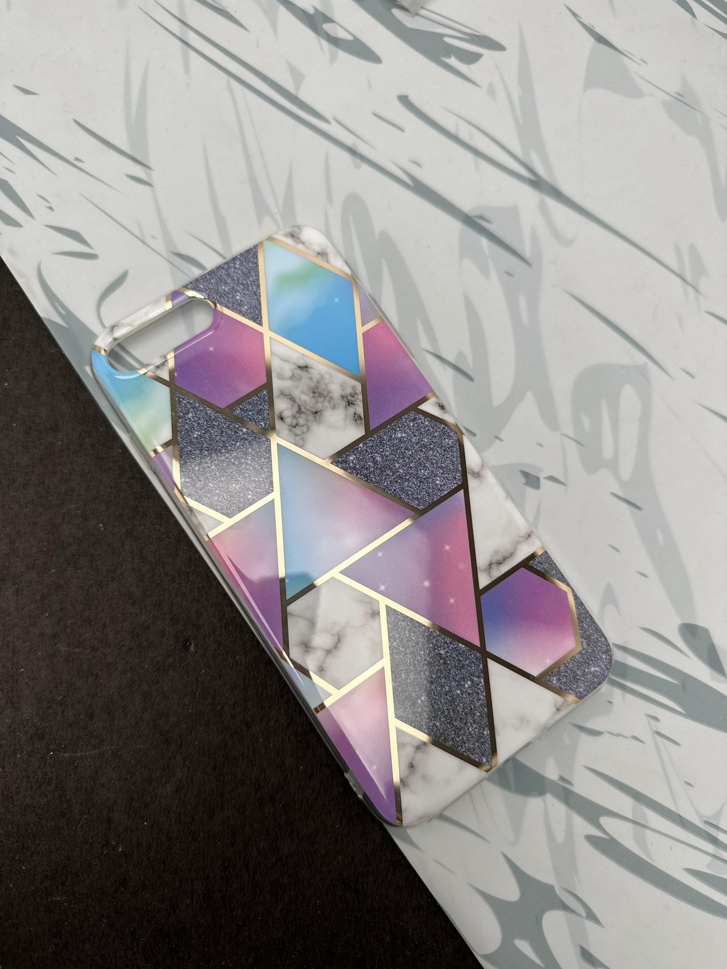 Geometric Purple Tri Design Silicon Case for iPhone