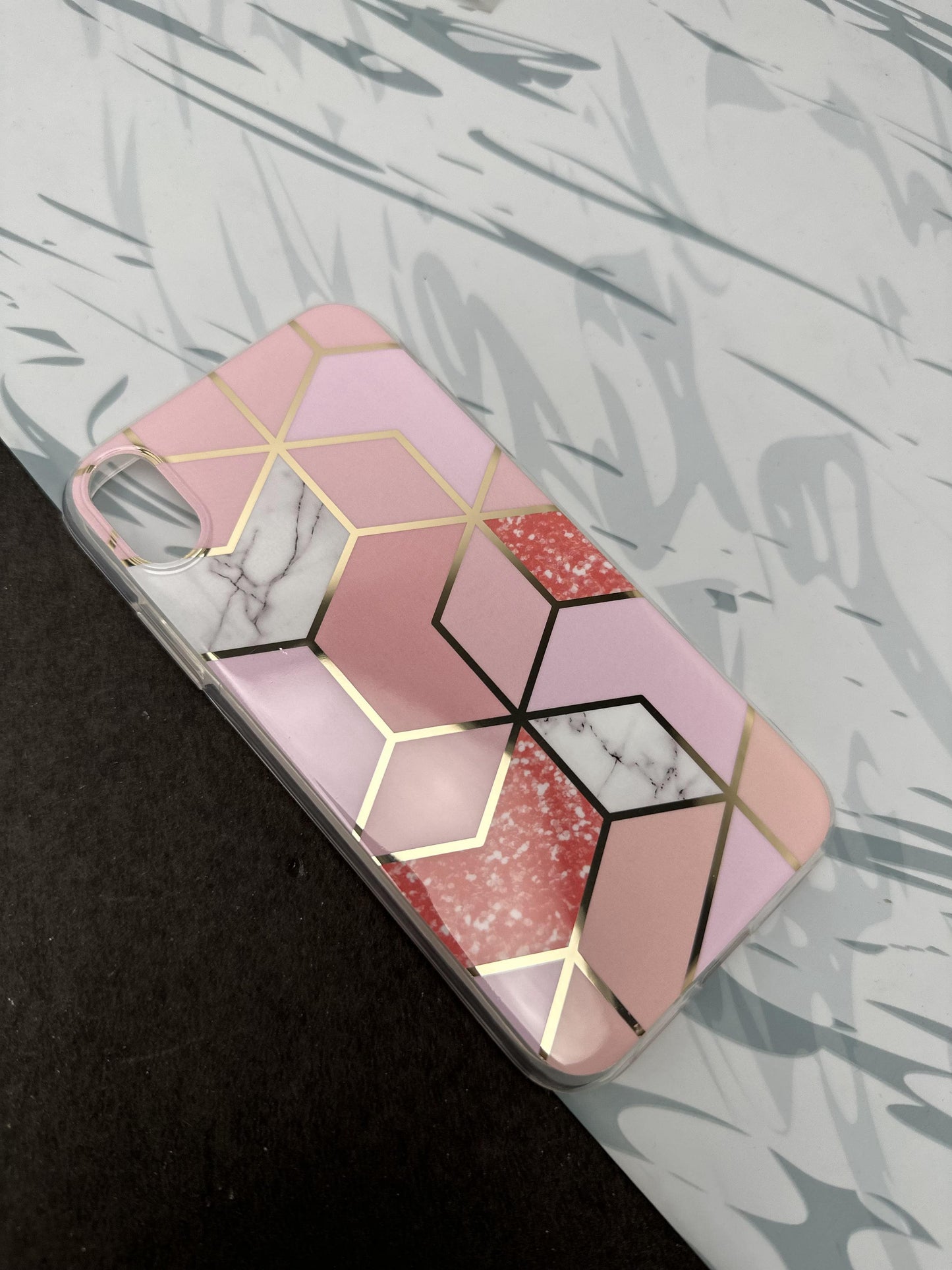 Geometric Rose Gold Design Silicon Case for iPhone