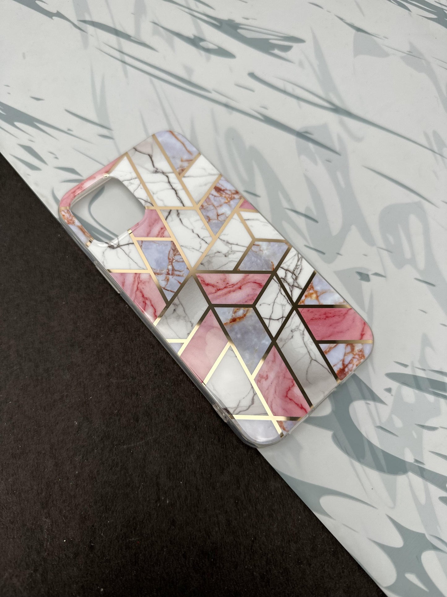 Geometric Tile pink Design Silicon Case for iPhone
