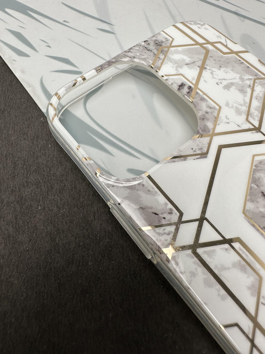 Geometric White Ceramic Design Silicon Case for iPhone