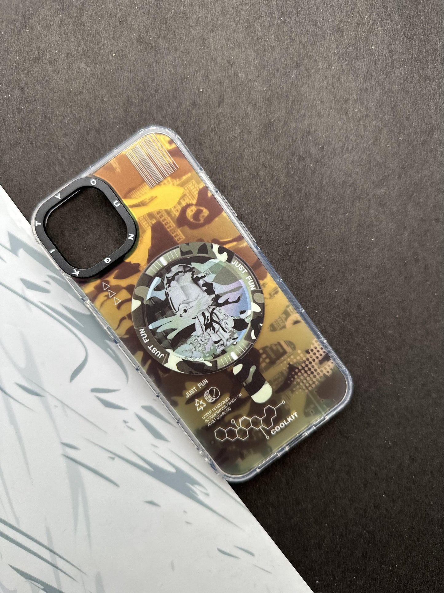 Youngkit Futuristic Circuit With Magsafe Camouflage Green Case For iPhone