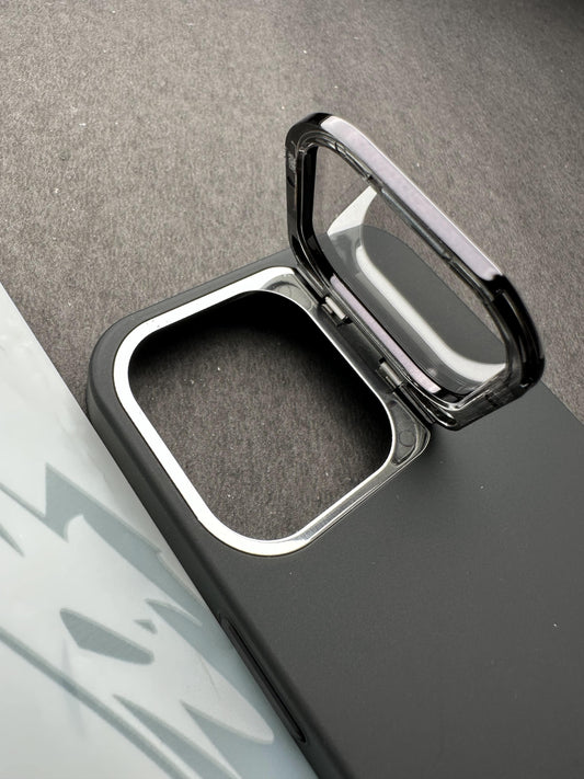 Hidden Bracket Black Frosted Shell Case For iPhone