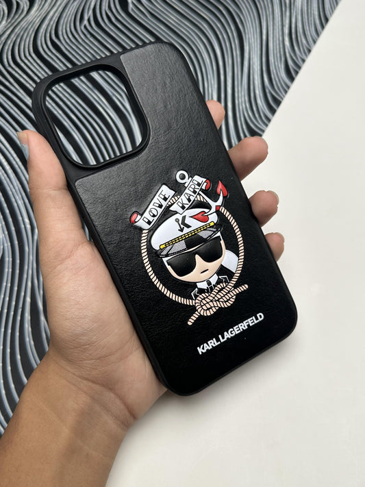 Karl Lagerfeld Black sponge Leather Case For iPhone