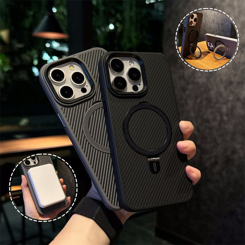 KEVLAR Rugged Carbon Fiber Ring Bracket Case for iPhone