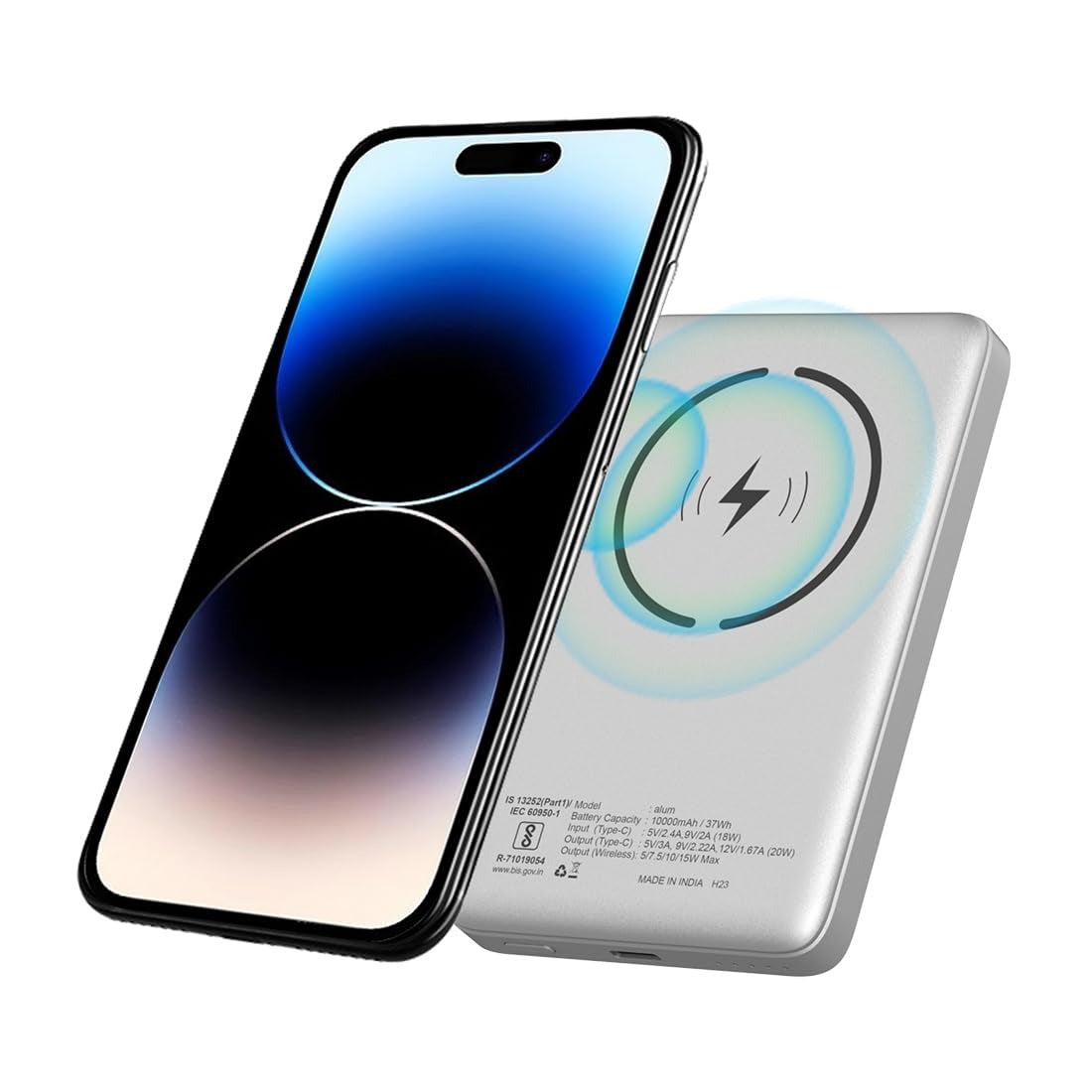 Stuffcool Alum 10000mAh Made in India Aluminium Metallic Magnetic Wireless Powerbank for iPhone