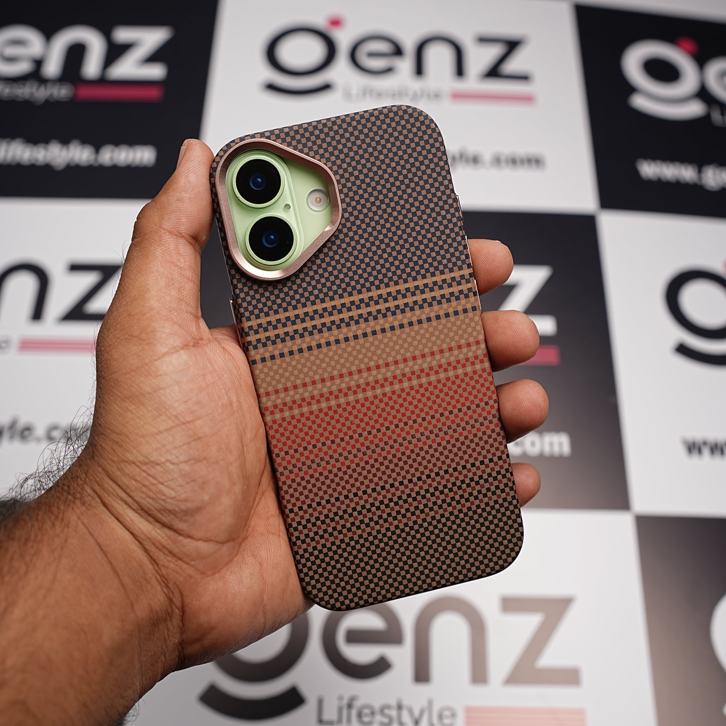 Luxo Life+ Brown Stripes Carbon Fiber MagSafe Case for iPhone