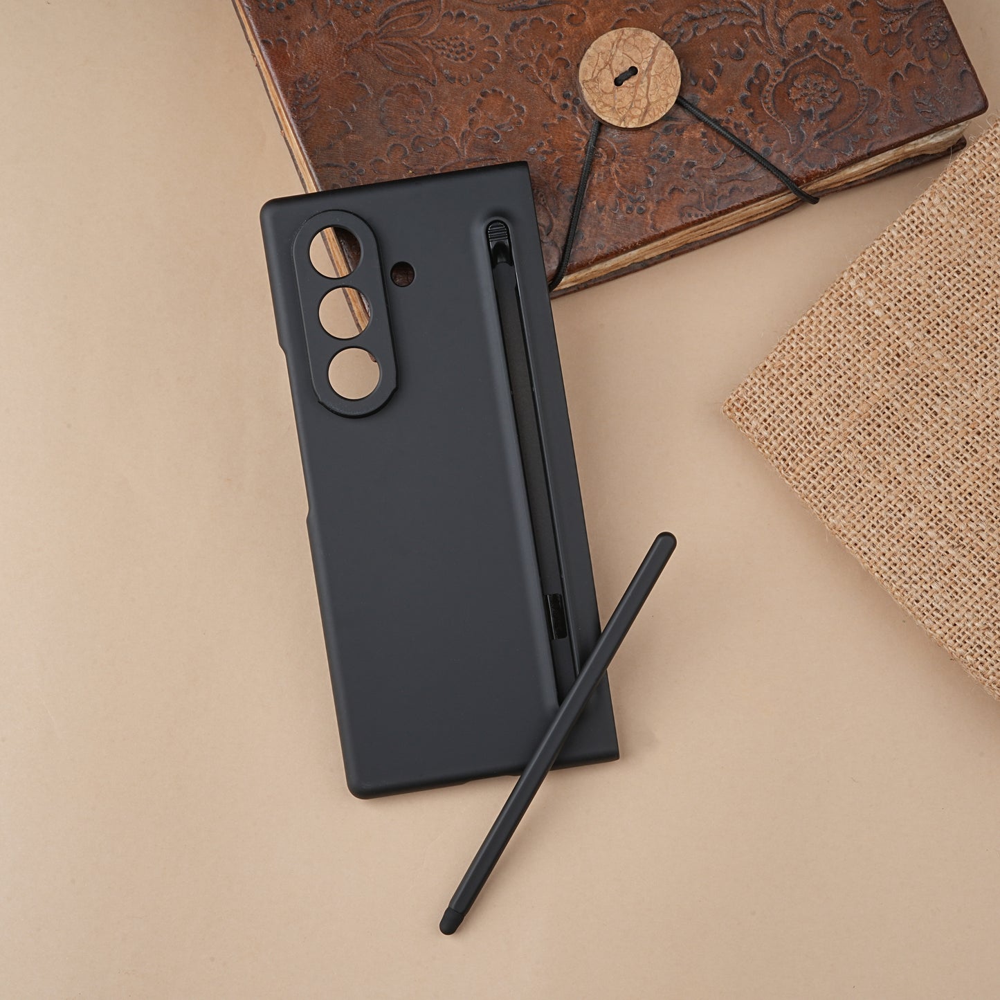 Black S-Pen Matte Silicone case for Samsung Galaxy Z Fold7