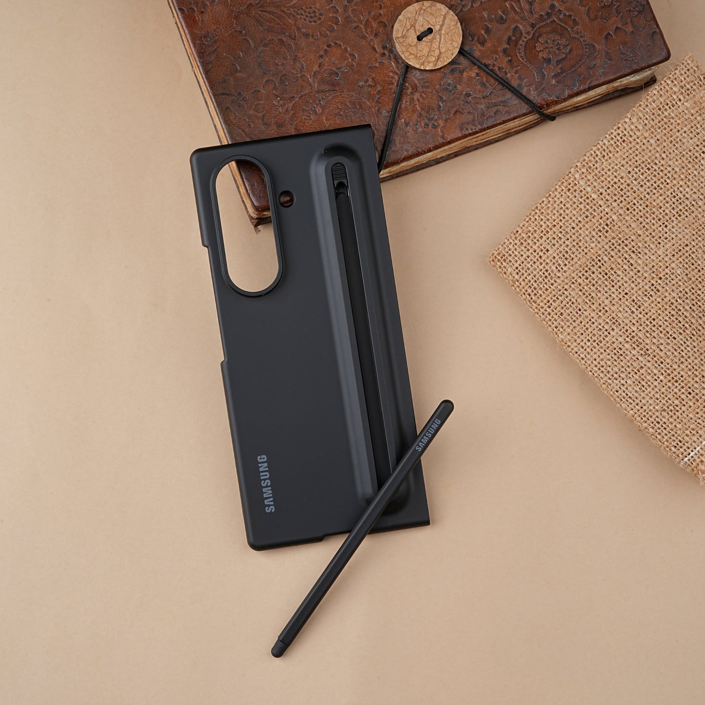 Black S-Pen Skin feel Silicone case for Samsung Galaxy Z Fold7