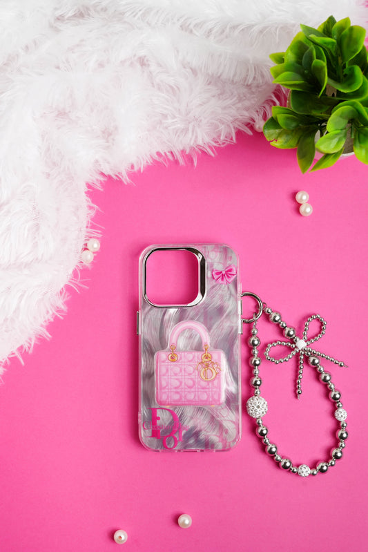 Dior Bag Pop Socket With Chain Case for iPhone