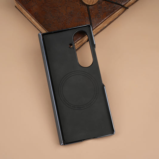 Wlons Silver Leather MagSafe Case for Samsung Galaxy Z Fold7