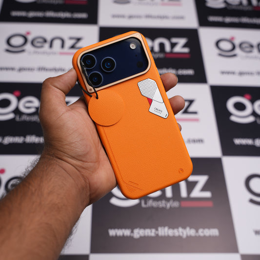 CaseBear Orange Vertex Leather MagSafe Case for iPhone