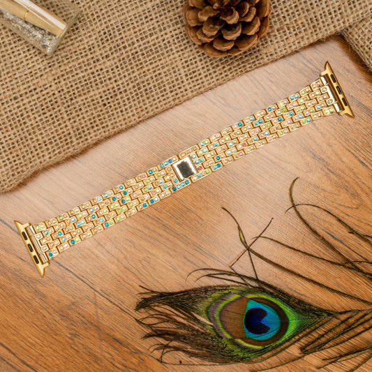 Multicolor Gold Diamond Bracelet Strap for Apple Watch