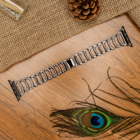 Halo C-Type Black Diamond Steel Bracelet Strap for Apple Watch