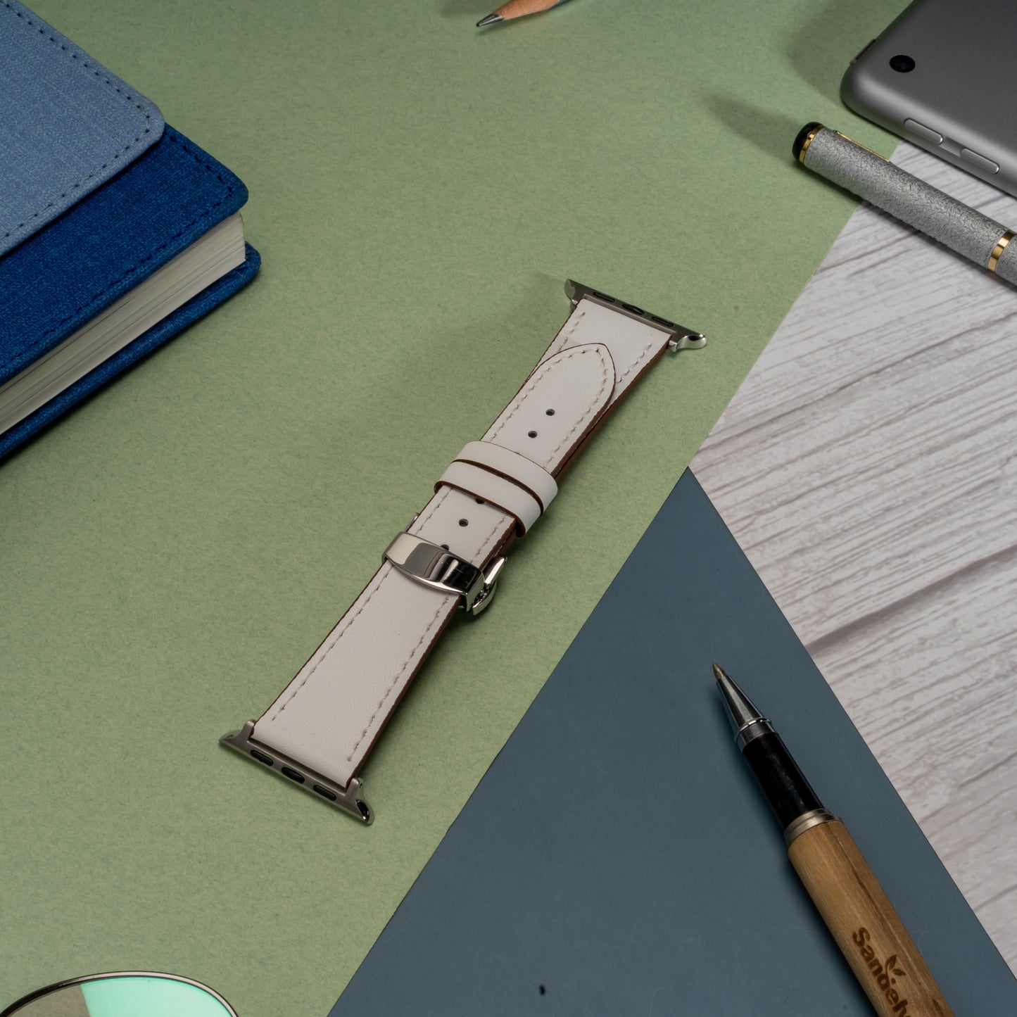 Butterfly Buckle Leather Wrist Strap For Apple iWatch