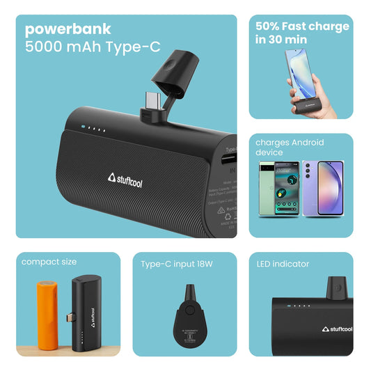 Stuffcool Snap Type C 5000mAh Powerbank