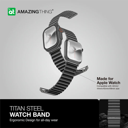 AMAZINGTHING Titan Steel Apple Watch Band Ergonomic Design for All-day Wear For Apple Watch 49mm/46mm/45mm/44mm
