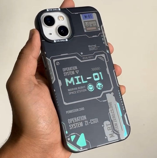 The SHELL MIL-01 Black Printed case for iPhone