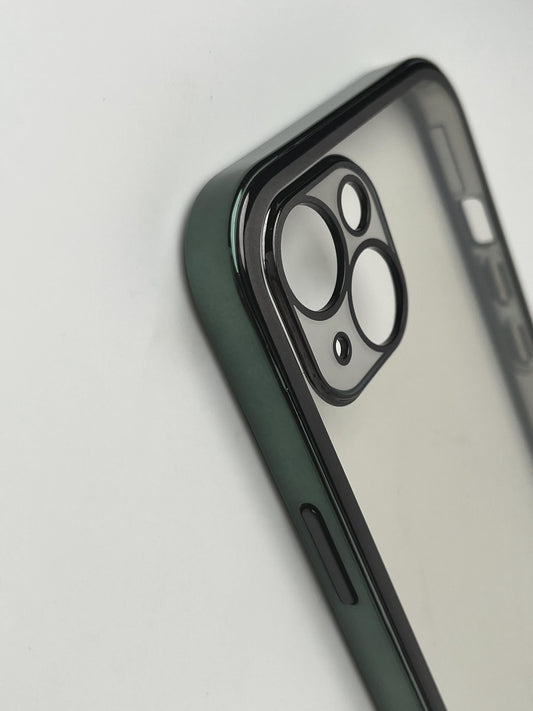 Green New Shine Transparent with Black Border Case for iPhone
