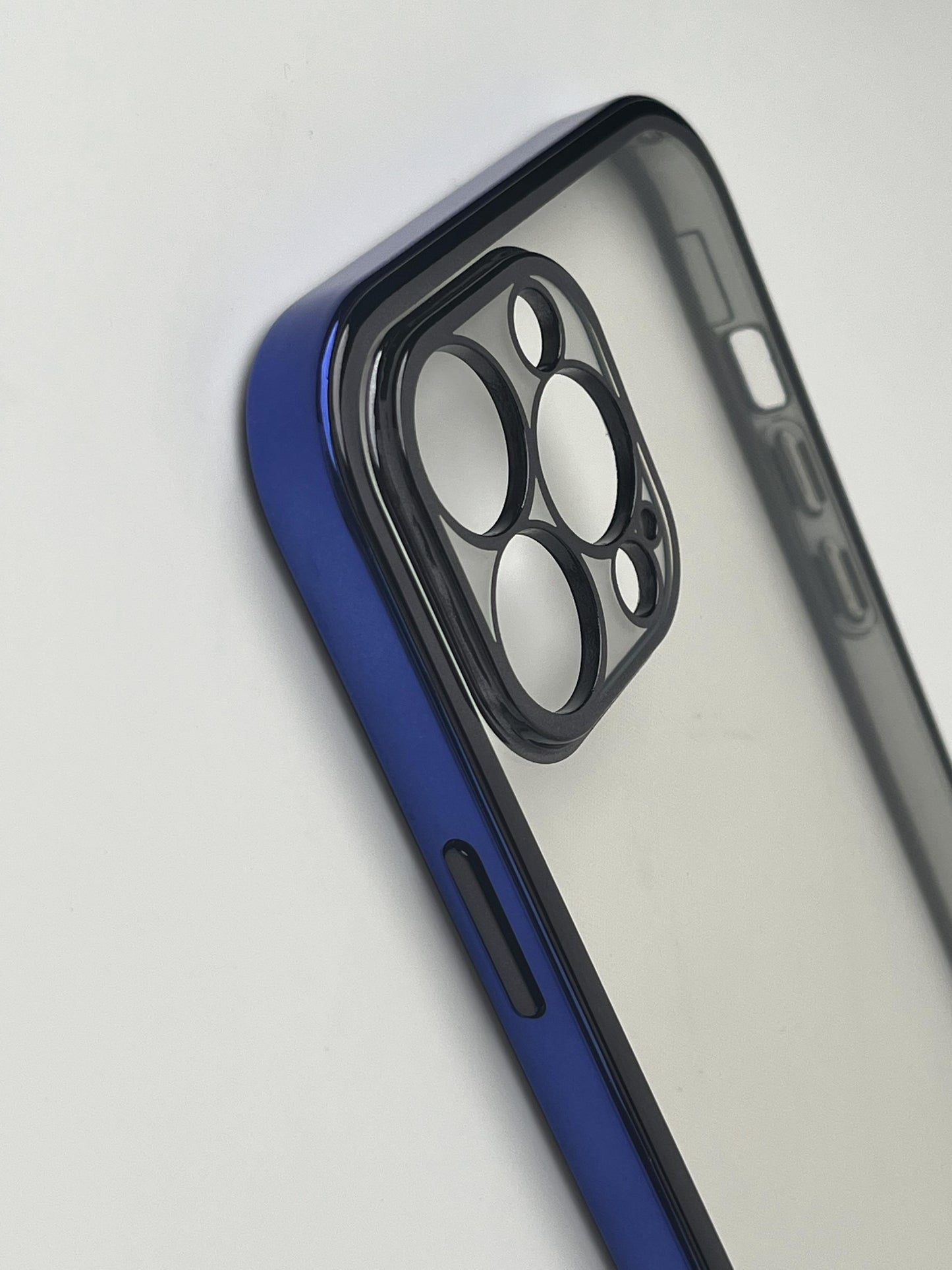 Blue New Shine Transparent with Black Border Case for iPhone